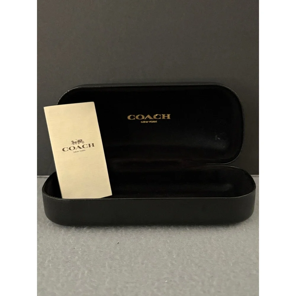 Coach Women Eyeglass Case Hard Clamshell Black Embossed Logo Designer Eyewear